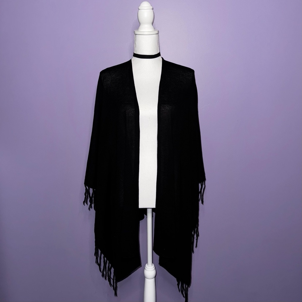 Forever 21 Black Fringe Poncho